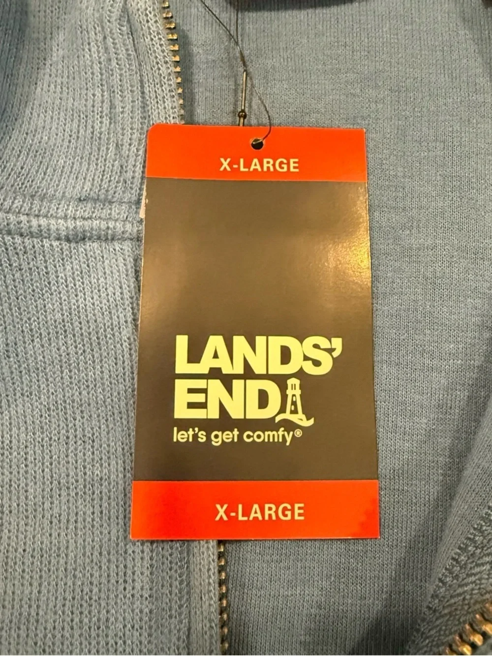 Lands’ End Quarter Zip Pullover XL Blue  Sweater NWT